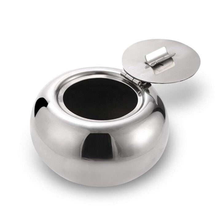 Stainless Steel Windproof Ashtrays with Lid Tabletop Ashtray for Outdoor BMA A104 - Image 2
