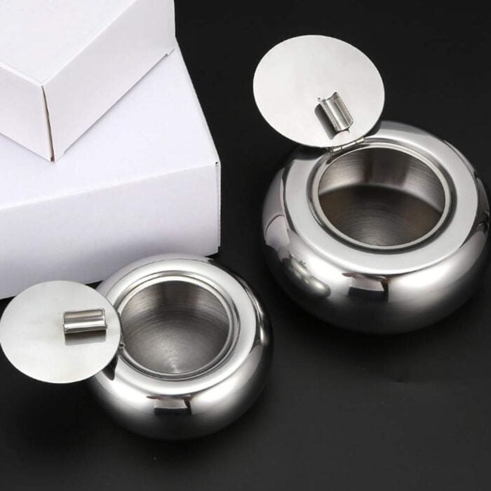 Stainless Steel Windproof Ashtrays with Lid Tabletop Ashtray for Outdoor BMA A104 - Image 6