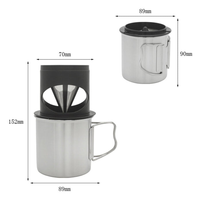 Stainless Steel Cup Pour Over Coffee Maker Coffee Mug and Dripper Set Drip Coffee Mug Set 1CP2340 - Image 7