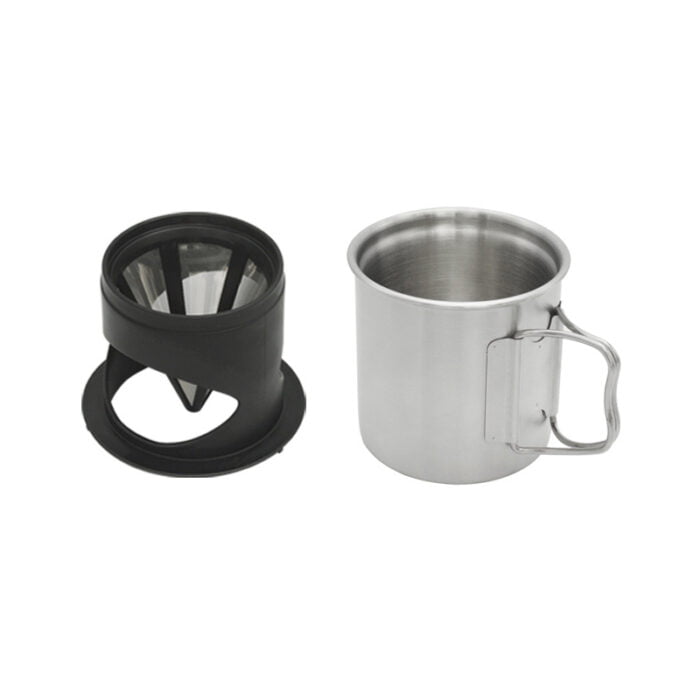 Stainless Steel Cup Pour Over Coffee Maker Coffee Mug and Dripper Set Drip Coffee Mug Set 1CP2340 - Image 2