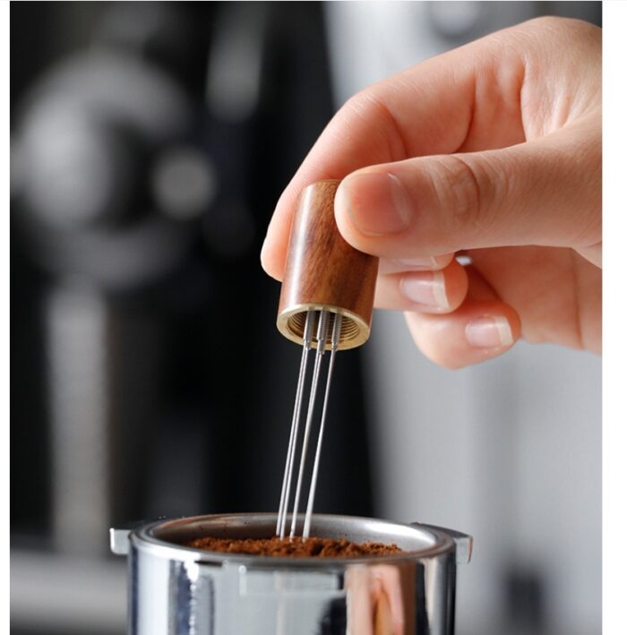 Mini Espresso Power Stirrer Wood Spin Needle Type Coffee Distributor CPN03