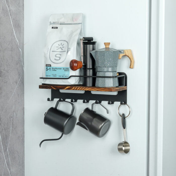 Wall Mounted Refrigerators Magnetic Key Holder Mail Organizer Wall Shelf with Hooks MKH1007