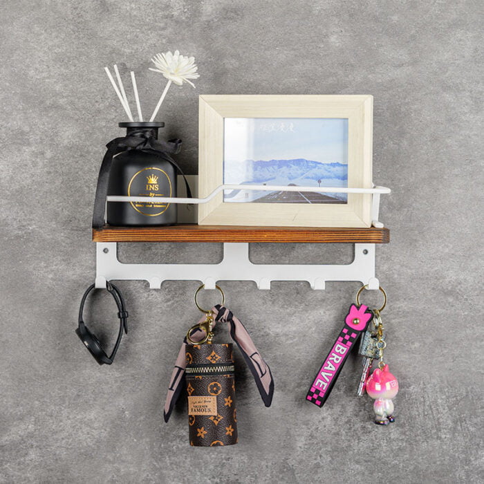 Wall Mounted Refrigerators Magnetic Key Holder Mail Organizer Wall Shelf with Hooks MKH1007 - Image 9