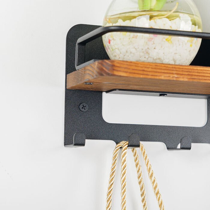 Wall Mounted Refrigerators Magnetic Key Holder Mail Organizer Wall Shelf with Hooks MKH1007 - Image 4