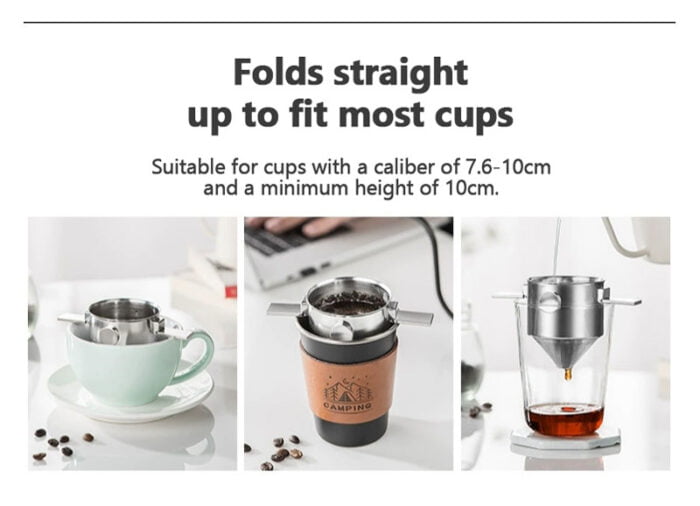 Stainless Steel Foldable Coffee Drip Filter Portable Folding Reusable Coffee Filter CF110 - Image 5