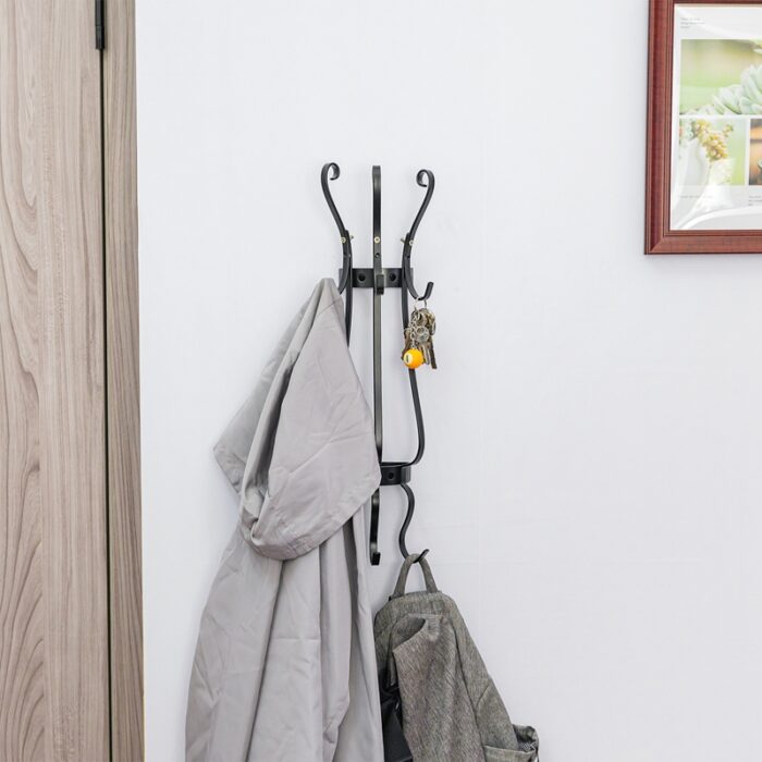 Coat Rack Entryway Vintage Wall Mounted Coat Hooks Black H2101 - Image 4