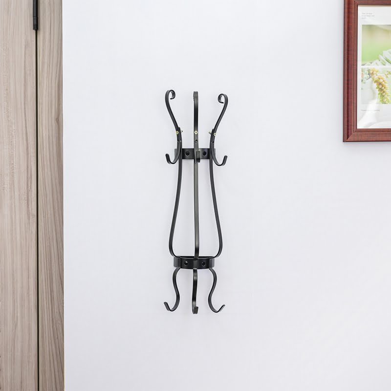 Coat Rack Entryway Vintage Wall Mounted Coat Hooks Black H2101