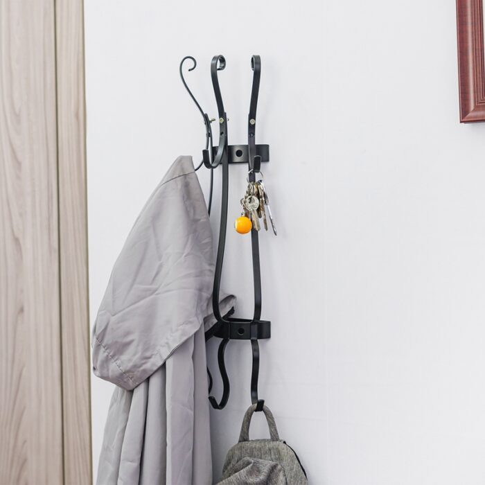 Coat Rack Entryway Vintage Wall Mounted Coat Hooks Black H2101 - Image 3