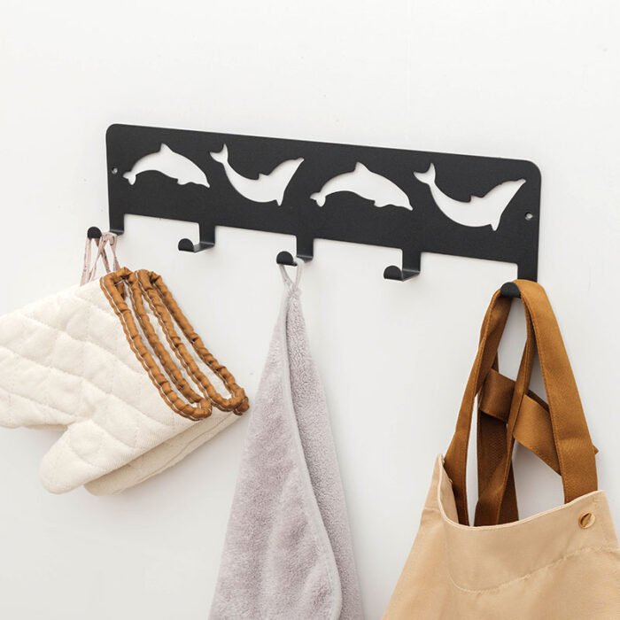 Metal Wall Hooks Openwork Pattern Dolphin Cartoon Children Coat Hanger H703