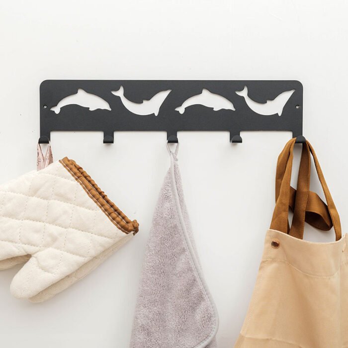 Metal Wall Hooks Openwork Pattern Dolphin Cartoon Children Coat Hanger H703 - Image 3