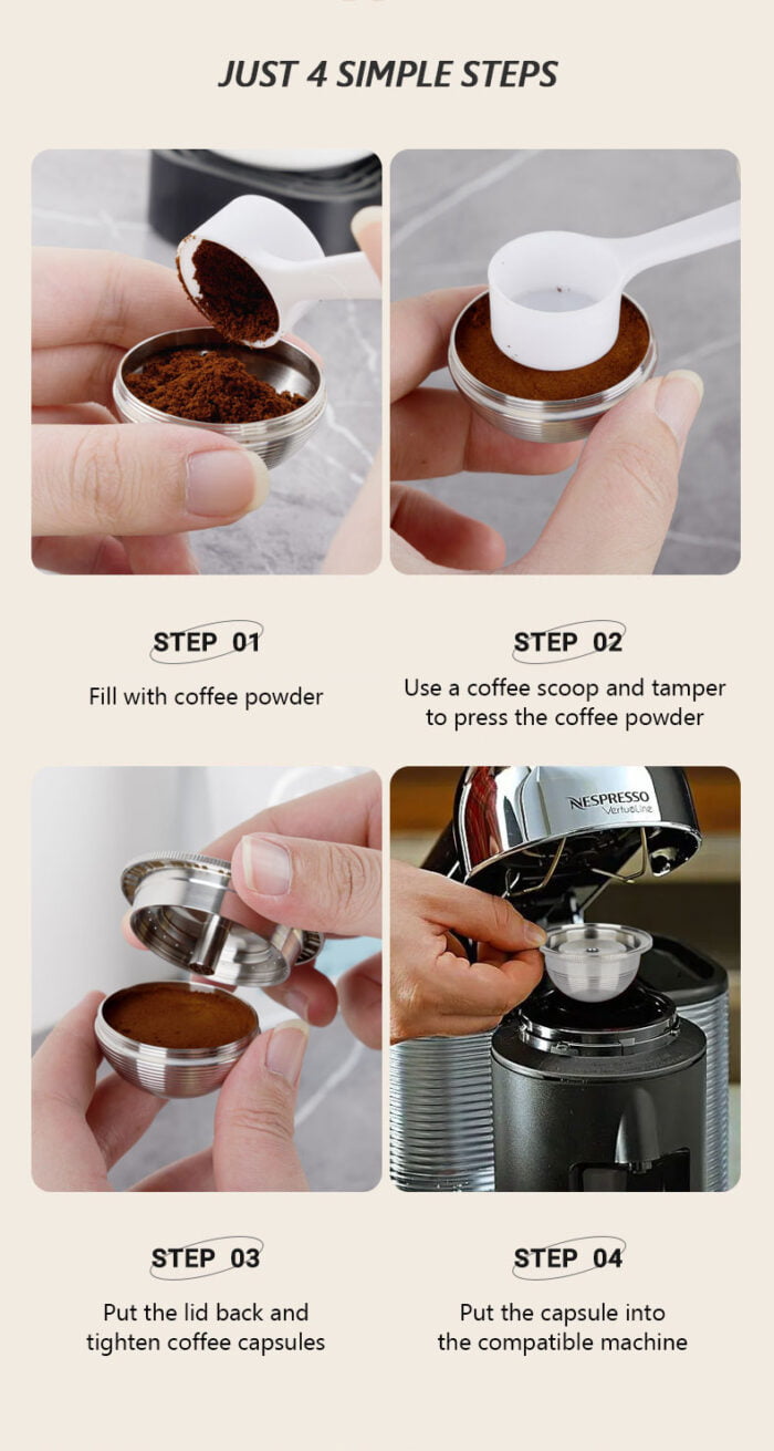 Reusable Empty Coffee Capsule 304 Stainless Steel for Vertuoline SSCP01 - Image 8