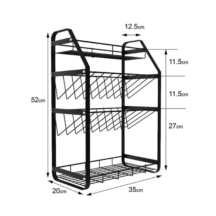 4 Tier Black Spice Rack Kitchen Storage Organizer Shelf for Countertop TLJ01 - Image 8