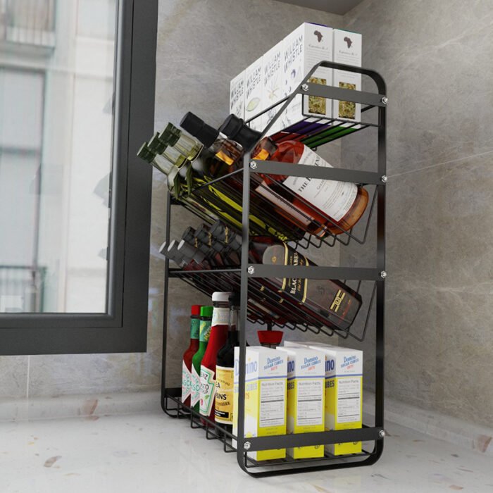 4 Tier Black Spice Rack Kitchen Storage Organizer Shelf for Countertop TLJ01 - Image 6