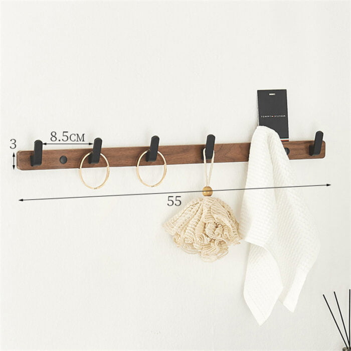 Coat Rack Wall Mount Wooden and Iron Hat Rack, 5 sizes 1HP2115 - Image 8