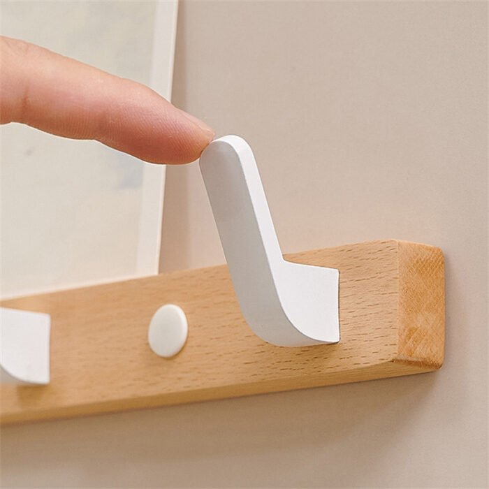 Coat Rack Wall Mount Wooden and Iron Hat Rack, 5 sizes 1HP2115 - Image 2