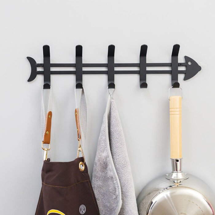 Creative carbon steel clothes hook cartoon fish bone style children's room H896