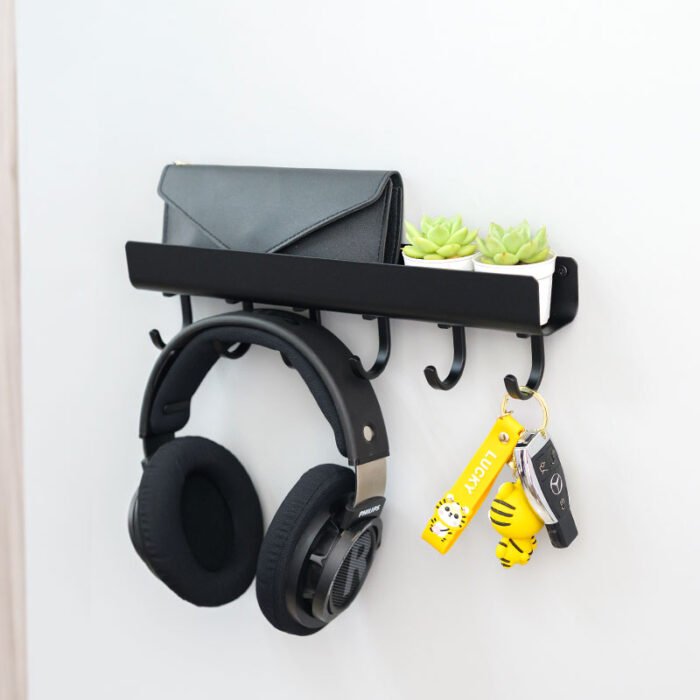 Black Key Holder and Mail Organizer for Wall 4/5/6 hooks Fishhook Style MKH1011缩略图