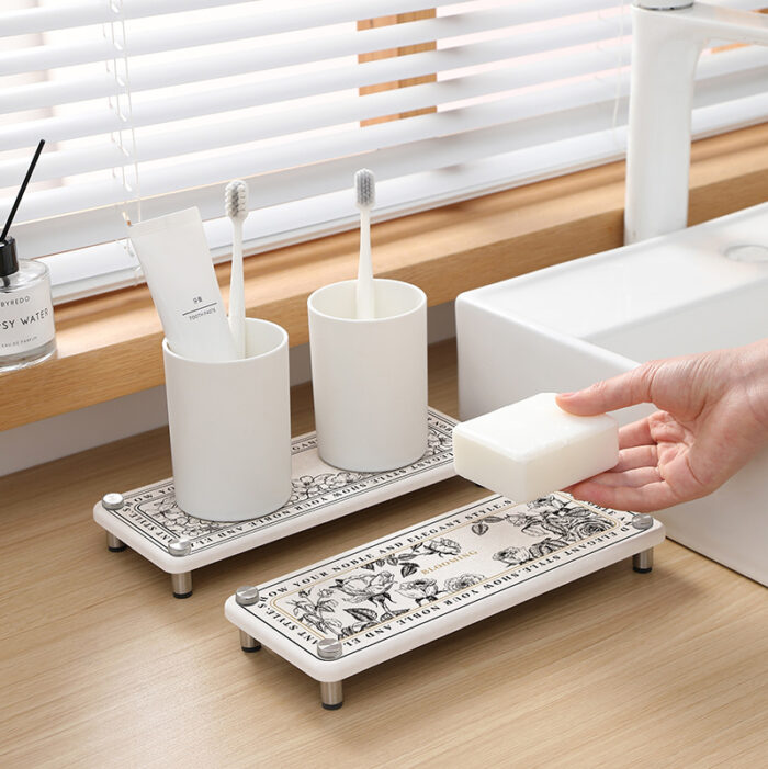 Fast Drying Diatomite Bathroom Trays, Marble, Soap Dish Holders, 1HP2121 - Image 5