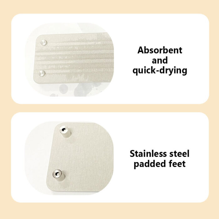 Diatomaceous Earth Absorbent Coaster Soap Tray, Stainless Steel Padded Feet, 1HP2125/1HP2126 - Image 5
