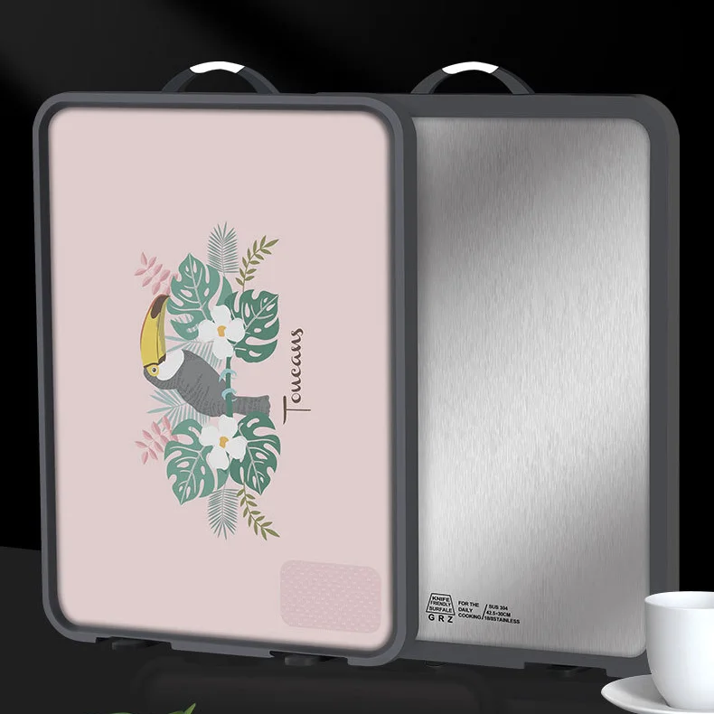 304 Stainless Steel Double-sided Cutting Board, Self-Standing, Non-Slip,1KP2211