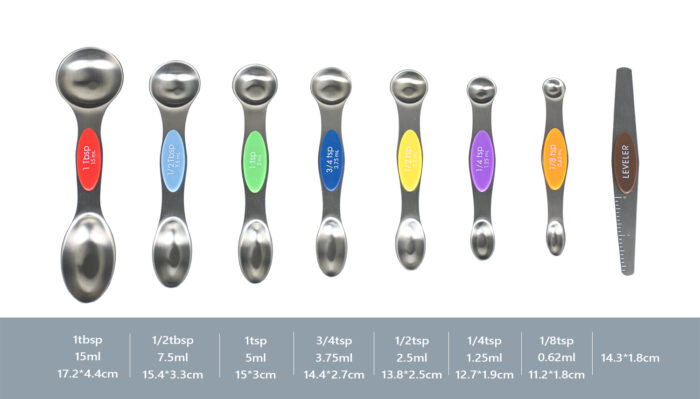 Silicone Handle Coffee Measuring Spoon Set, Dual Sided, Magnet, 8pcs MC132A - Image 8