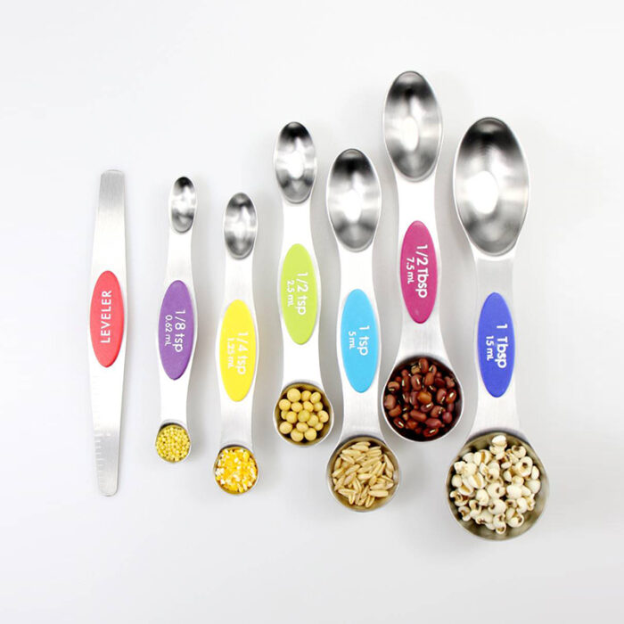 Silicone Handle Coffee Measuring Spoon Set, Dual Sided, Magnet, 8pcs MC132A - Image 7