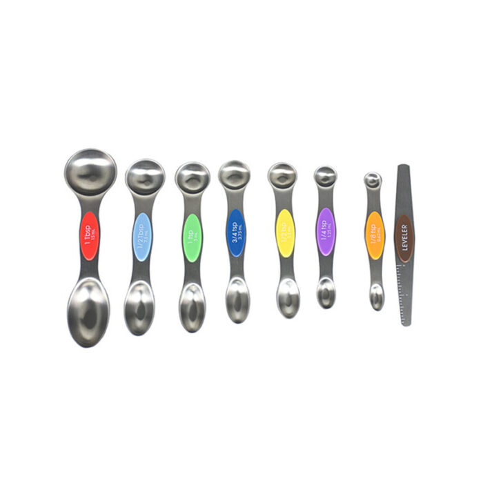 Silicone Handle Coffee Measuring Spoon Set, Dual Sided, Magnet, 8pcs MC132A - Image 2