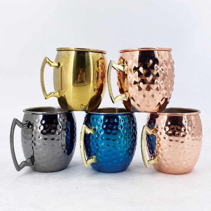 Gold Hammered Moscow Mule Mugs, 304 Stainless Steel, with Handle, CM30 - Image 7