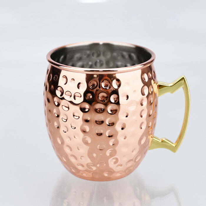 Gold Hammered Moscow Mule Mugs, 304 Stainless Steel, with Handle, CM30 - Image 5