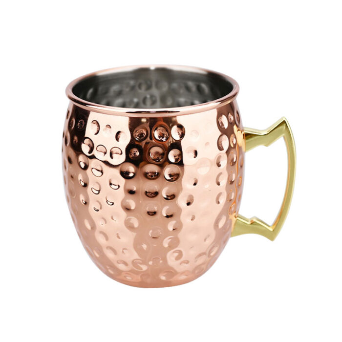 Gold Hammered Moscow Mule Mugs, 304 Stainless Steel, with Handle, CM30 - Image 2