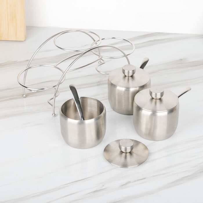 304 Stainless Steel Spice Jar Set, Salt and Sugar Storage, 7pcs, ZX001 - Image 4