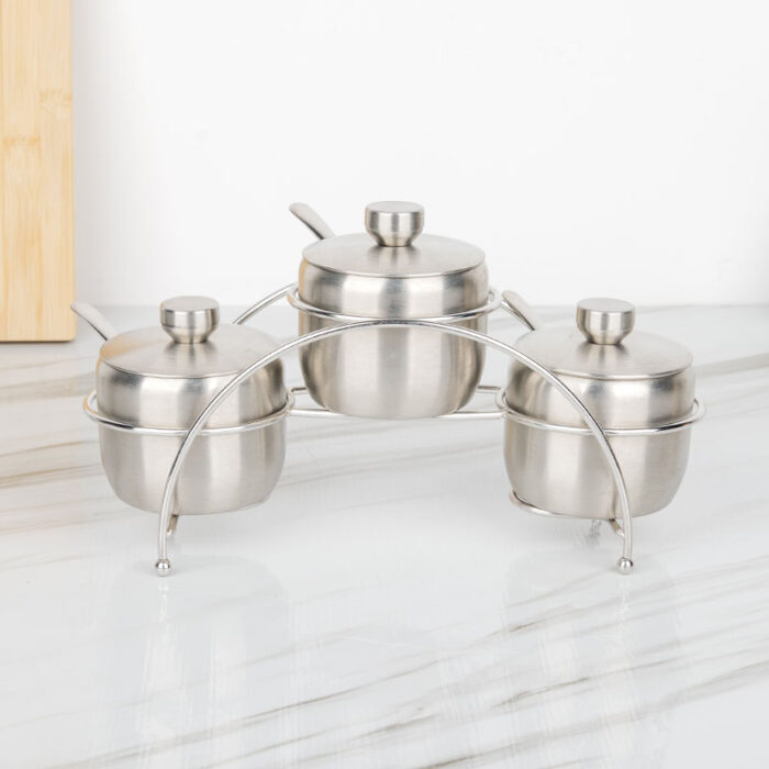 304 Stainless Steel Spice Jar Set, Salt and Sugar Storage, 7pcs, ZX001 - Image 2