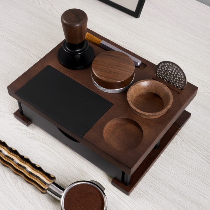 Portafilter Holder Tamping Station and coffee knock box, Wood, 1CP2388 - Image 3