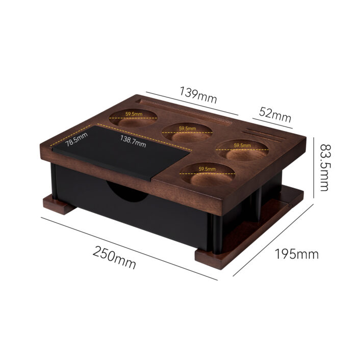 Portafilter Holder Tamping Station and coffee knock box, Wood, 1CP2388 - Image 9