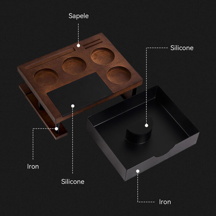 Portafilter Holder Tamping Station and coffee knock box, Wood, 1CP2388 - Image 7