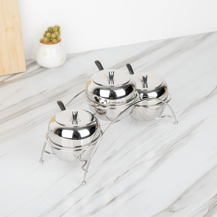 Stainless Steel Salt Sugar Spice Bottle Set with Stand, 7Pcs, Large Capacity ZX002 - Image 4
