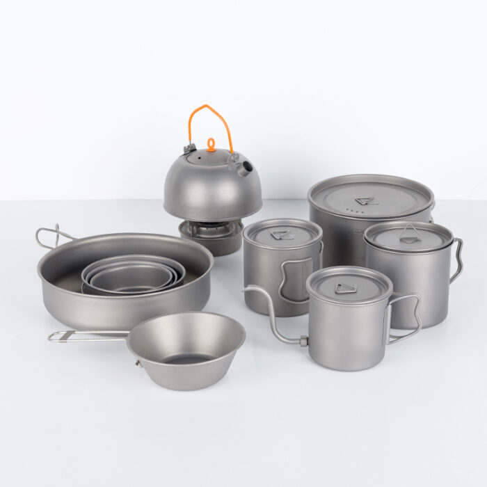 Portable Camping Multi Compact Titanium Cookware Set 1HP2142