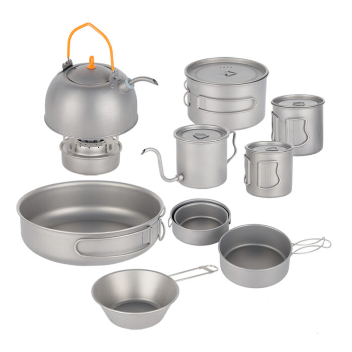 Portable Camping Multi Compact Titanium Cookware Set 1HP2142 - Image 2