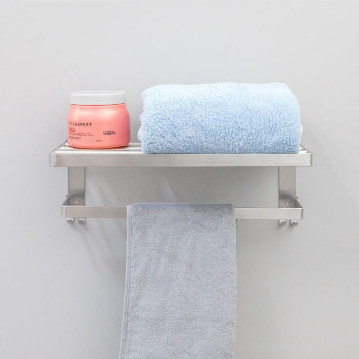 Stainless Steel Tower Shelf Towel Hanger, 2 Tiers, Folding, Wall Mount, BR95608 - Image 5