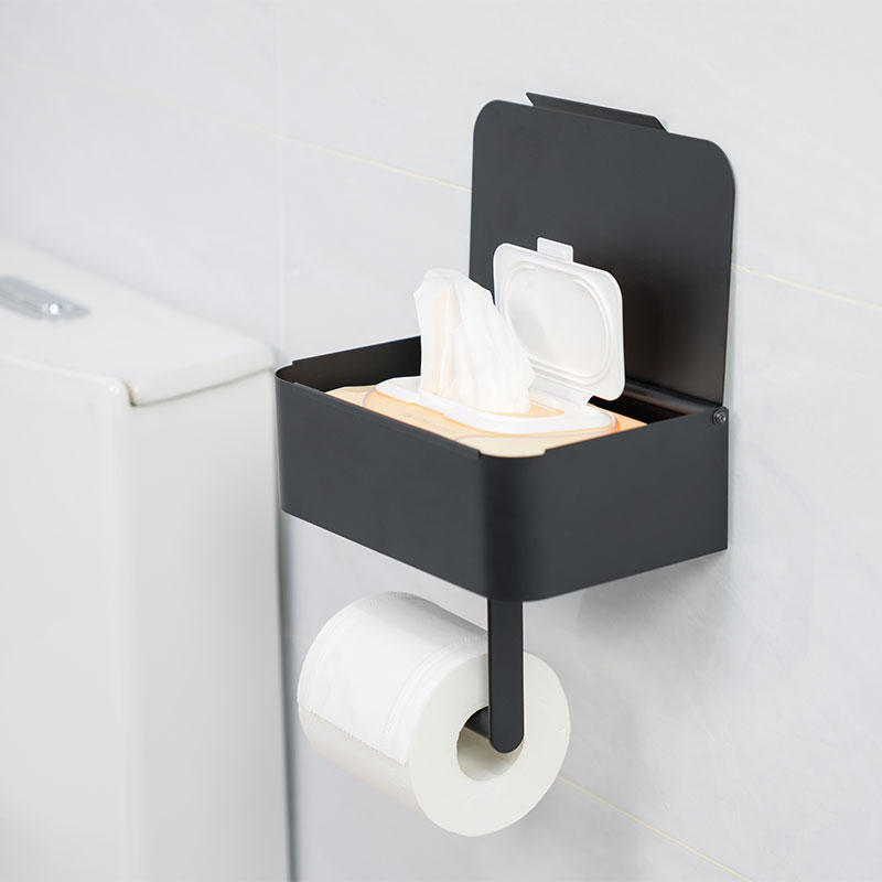 Removable Toilet Paper Towel Holder with Storage Box, Metal, Lid BRP04