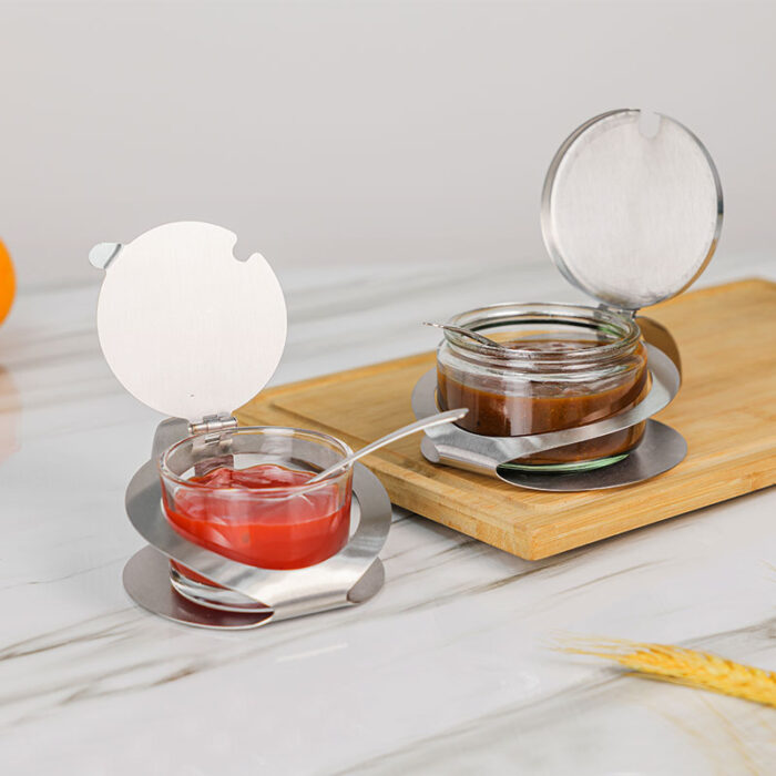 Glass Jam Jar with Stainless Steel Holder and Scoop, Seasoning Storage, S1860/S1861缩略图