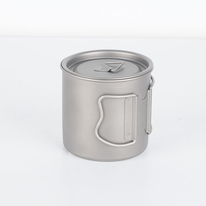 Titanium Coffee Mug with Lid and Foldable Handle, 500/600ml, Outdoors, 1CP2410