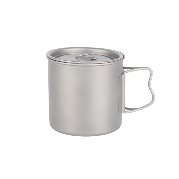 Titanium Coffee Mug with Lid and Foldable Handle, 500/600ml, Outdoors, 1CP2410 - Image 2