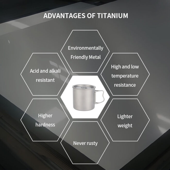 Titanium Coffee Mug with Lid and Foldable Handle, 500/600ml, Outdoors, 1CP2410 - Image 7