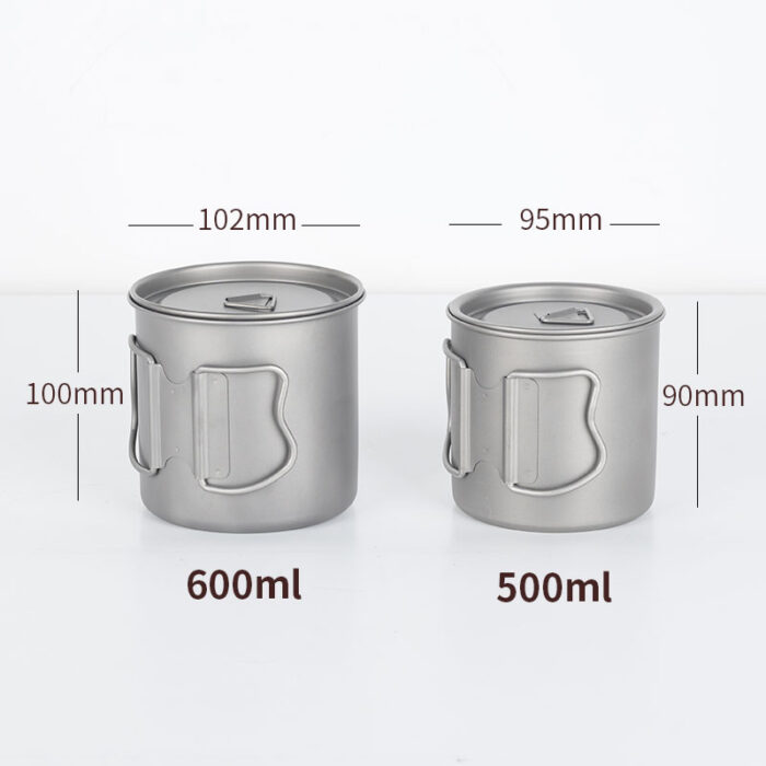 Titanium Coffee Mug with Lid and Foldable Handle, 500/600ml, Outdoors, 1CP2410 - Image 6