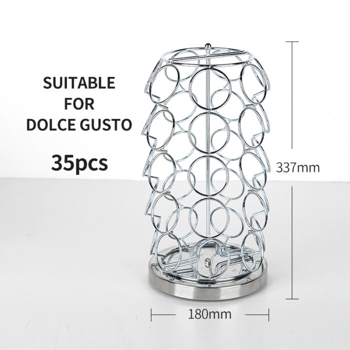 Spins 360-Degrees Dolce Gusto Coffee Pod Holder, Metal, Counter, 35pcs CH6001 - Image 3