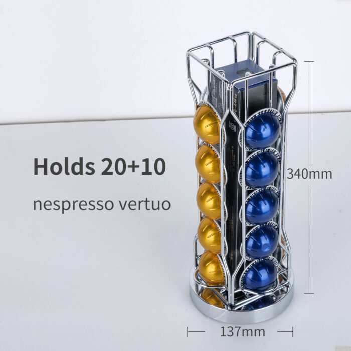 360° Rotating Vertuo Pod Holder Carousel Stand, Metal, Counter, 30pcs CH6004 - Image 3