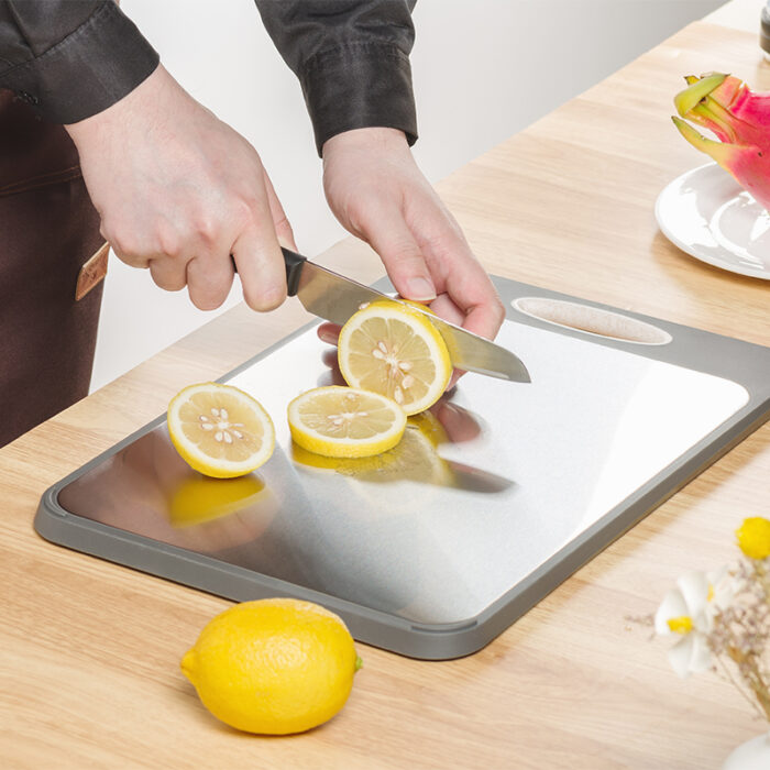 304 Stainless Steel and PP Double-sided Chopping Board, Non-slip, DP001