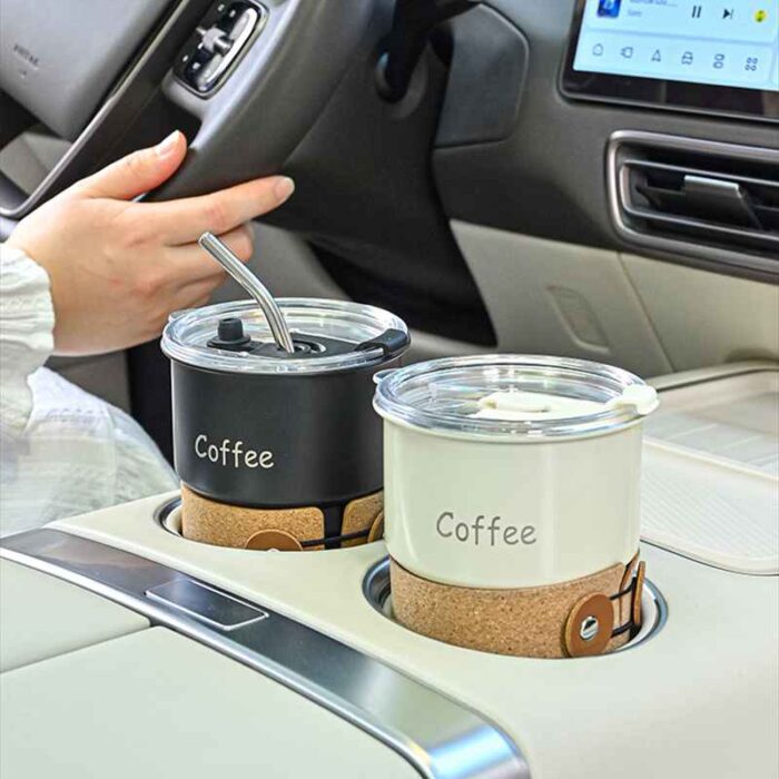 Car Tumblers Coffee Mug With Lid and Straw, Camping, Stainless Steel, 1CP2410 - Image 6