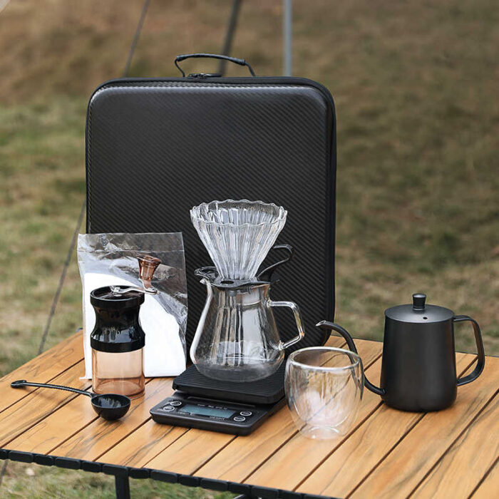 Pour Over Coffee Maker Kit with Carry Case, 8-piece All-in-one, A160